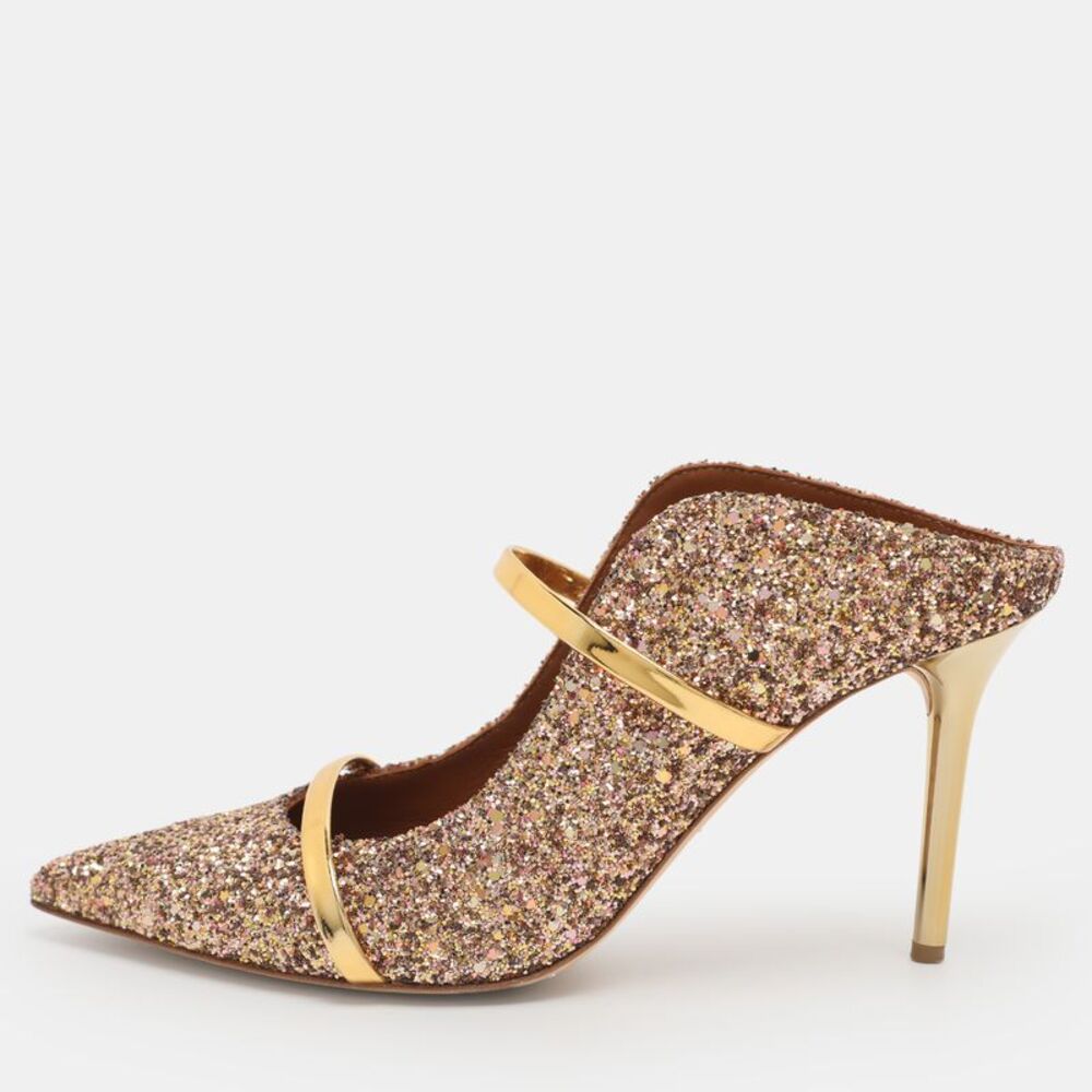 Malone Souliers Maureen Size 41 Gold Foil Leather And Glitter Mules